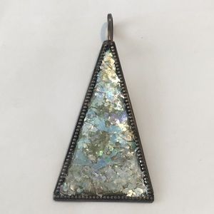 Triangle ancient glass sterling pendant